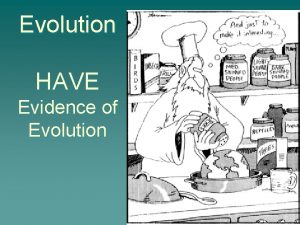 Evolution HAVE Evidence of Evolution HAVE Evidence of