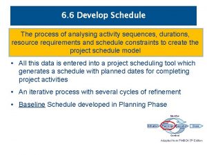6 6 Develop Schedule The process of analysing