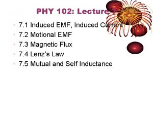 PHY 102 Lecture 7 7 1 Induced EMF