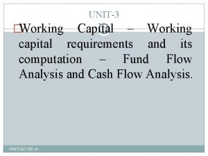 UNIT3 Working Capital Working capital requirements and its