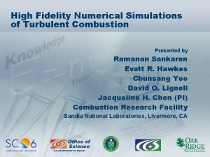 High Fidelity Numerical Simulations of Turbulent Combustion Presented