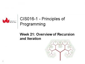 CIS 016 1 Principles of Programming Week 21