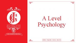 A Level Psychology OCR Psychology The Study of