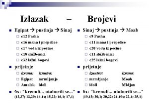 Izlazak n Egipat pustinja Sinaj n Brojevi n