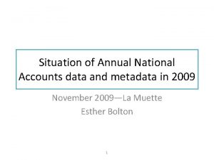 Situation of Annual National Accounts data and metadata