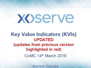 Key Value Indicators KVIs UPDATED updates from previous