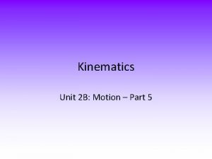 Kinematics Unit 2 B Motion Part 5 Kinematics