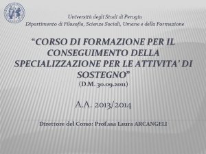 Universit degli Studi di Perugia Dipartimento di Filosofia