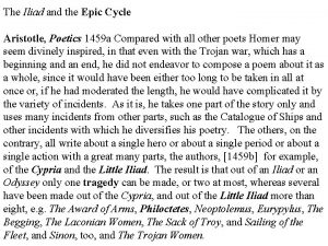 The Iliad and the Epic Cycle Aristotle Poetics