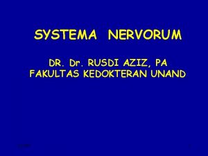 SYSTEMA NERVORUM DR Dr RUSDI AZIZ PA FAKULTAS