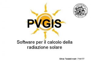 PVGIS Software per il calcolo della radiazione solare