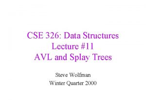 CSE 326 Data Structures Lecture 11 AVL and