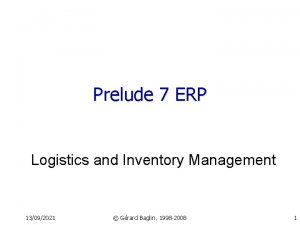 Prelude 7 ERP Logistics and Inventory Management 13092021