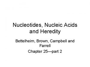 Nucleotides Nucleic Acids and Heredity Bettelheim Brown Campbell