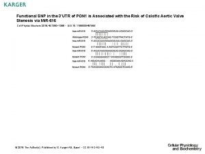 Functional SNP in the 3UTR of PON 1