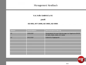 Management Handbuch A E Keller Gmb H Co