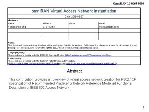 Omni RAN16 0065 0000 omni RAN Virtual Access