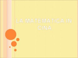 LA MATEMATICA IN CINA IL NUMERO IN CINA