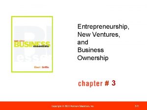 Entrepreneurship New Ventures and Business Ownership 3 Copyright