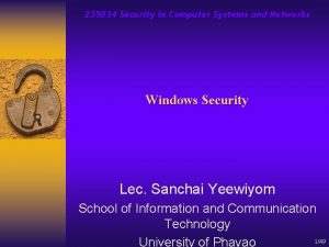 235034 Security in Computer Systems and Networks Windows