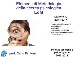 Elementi di Metodologia della ricerca psicologica Ed M