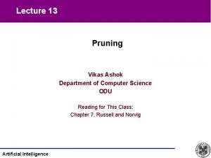Lecture 13 Pruning Vikas Ashok Department of Computer