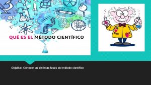 Objetivo Conocer las distintas fases del mtodo cientfico