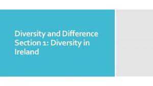 Diversity and Difference Section 1 Diversity in Ireland