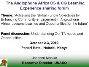 The Anglophone Africa CS CG Learning Experience sharing