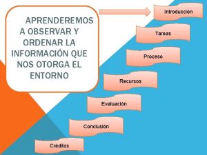 Introduccin APRENDEREMOS A OBSERVAR Y ORDENAR LA INFORMACIN