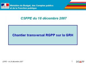 Ministre du Budget des Comptes publics et de