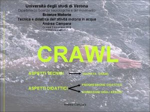 Universit degli studi di Verona Dipartimento Scienze neurologiche