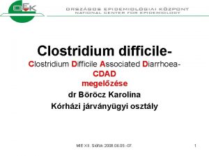 Clostridium difficile Clostridium Difficile Associated Diarrhoea CDAD megelzse