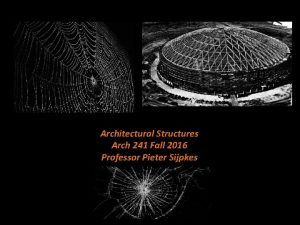 Architectural Structures Arch 241 Fall 2016 Professor Pieter