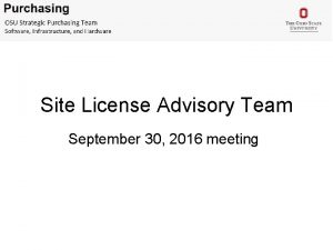 Site License Advisory Team September 30 2016 meeting