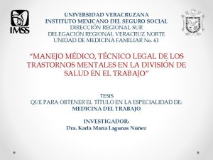 UNIVERSIDAD VERACRUZANA INSTITUTO MEXICANO DEL SEGURO SOCIAL DIRECCIN