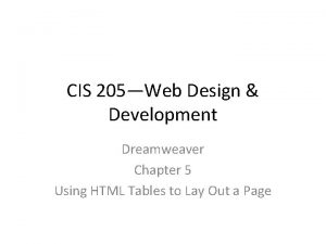 CIS 205Web Design Development Dreamweaver Chapter 5 Using