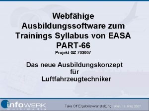 Webfhige Ausbildungssoftware zum Trainings Syllabus von EASA PART66