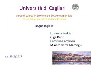 Universit di Cagliari Corso di Laurea in Economia