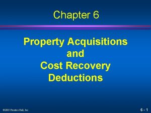 Chapter 6 Property Acquisitions and Cost Recovery Deductions