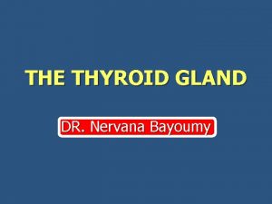 THE THYROID GLAND DR Nervana Bayoumy n n