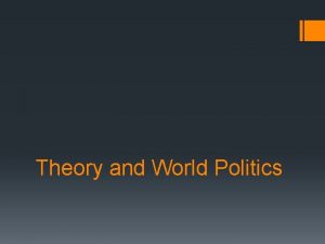 Theory and World Politics DRCAFTA The Dominican Republic