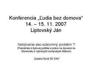 Konferencia udia bez domova 14 15 11 2007