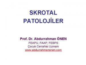 SKROTAL PATOLOJLER Prof Dr Abdurrahman NEN FEAPU FAAP