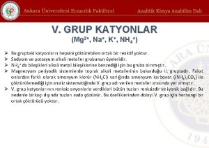 V GRUP KATYONLAR Mg 2 Na K NH