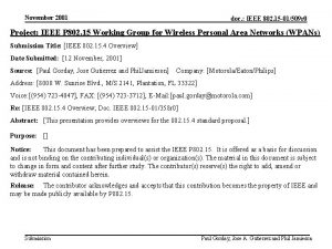 November 2001 doc IEEE 802 15 01509 r