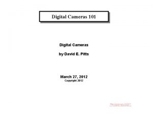 Digital Cameras 101 Digital Cameras by David E