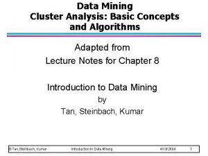 Data Mining Cluster Analysis Basic Concepts and Algorithms