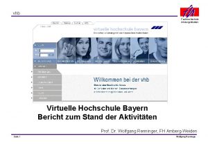 vhb Fachhochschule AmbergWeiden Virtuelle Hochschule Bayern Bericht zum
