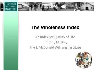 The Wholeness Index An Index for Quality of